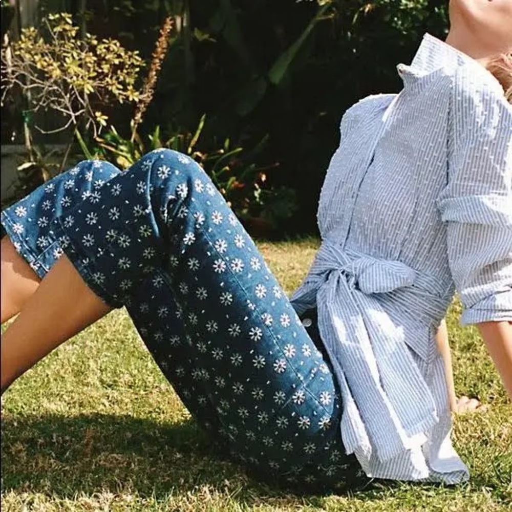 ANTHROPOLOGIE / PILCRO Daisy Embroidered Denim Crop Jeans - Sz 25 - Picture 14 of 14